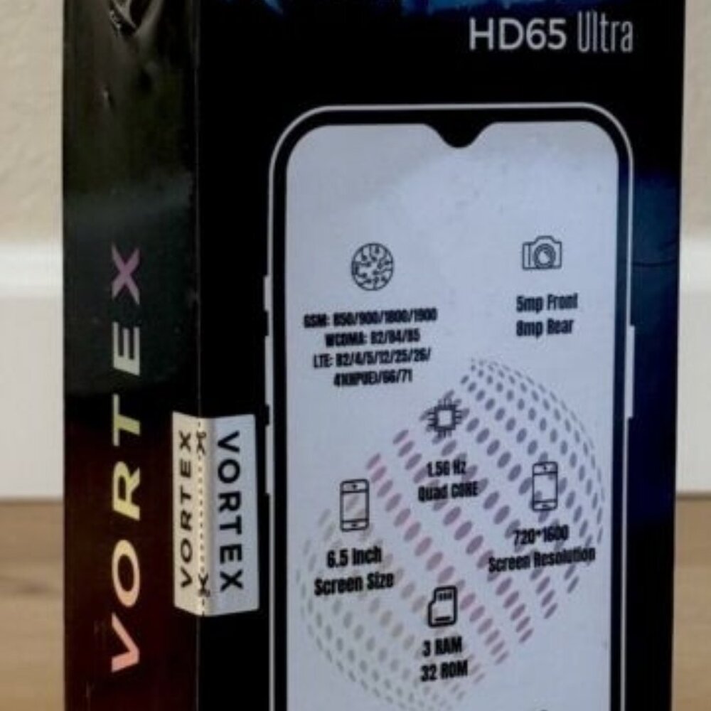 VORTEX HD65 ULTRA SMARTPHONE WITH 6 MONTHS DATA PLAN INCLUDED. NEW. HALF PRICE.